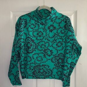 Maeve Turquoise and Black Floral Hoodie